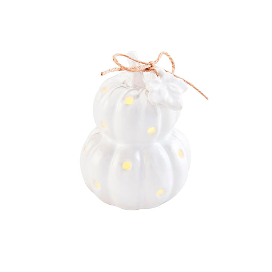 Mud Pie White Pumpkin Light-Up Sitter