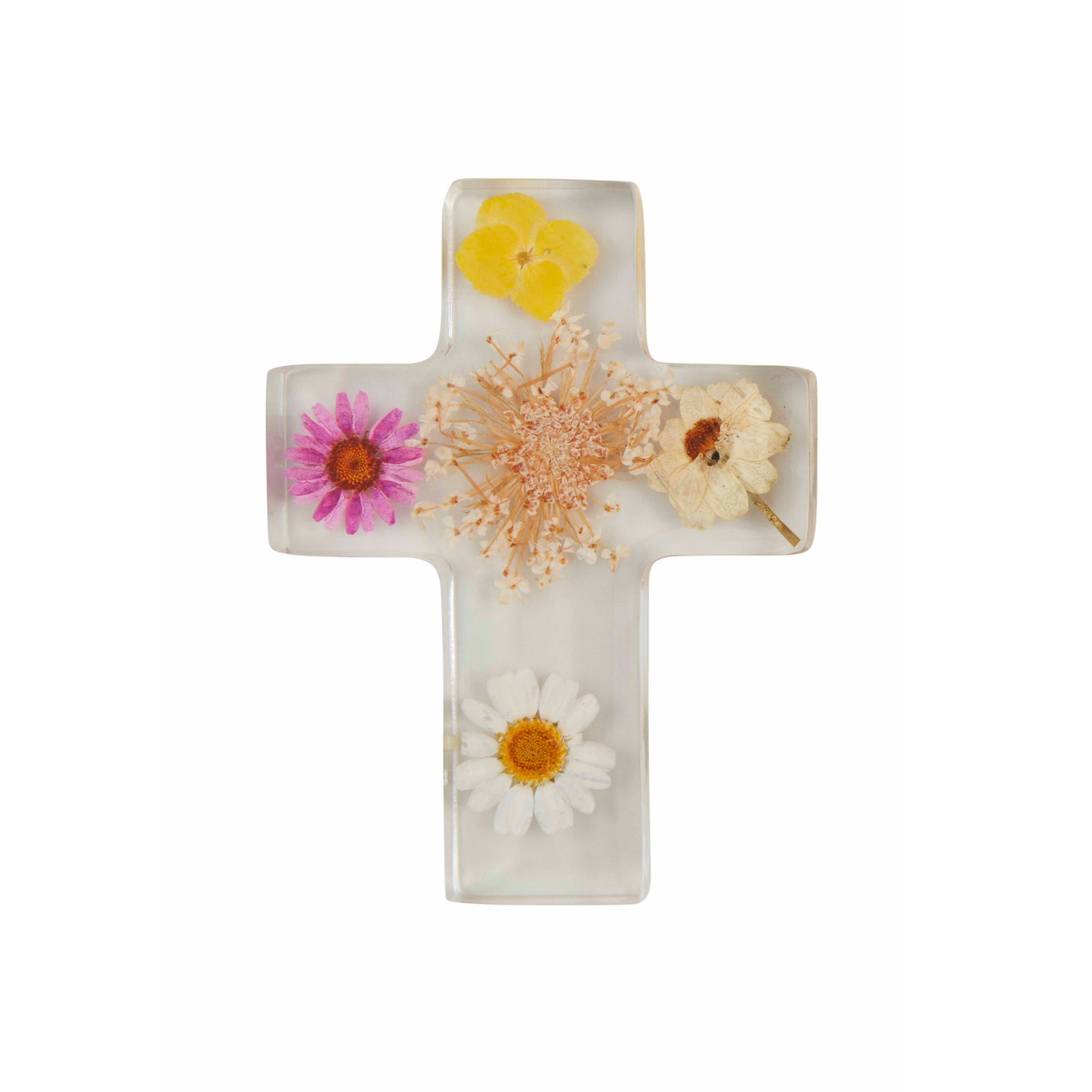 Dried Yellow Flwer Resin Cross