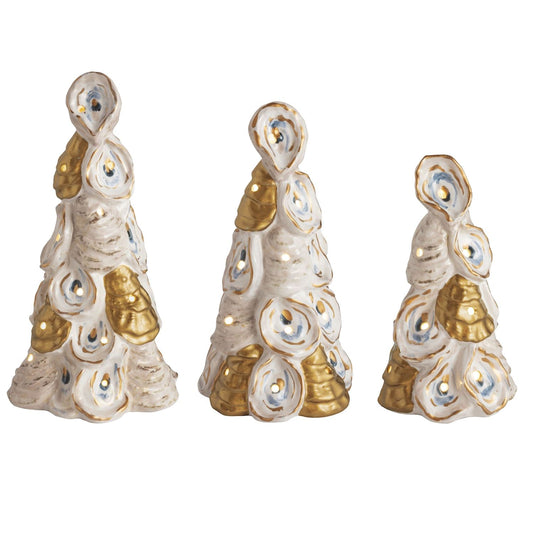 Mud Pie Ceramic Oyster Light-Up Trees