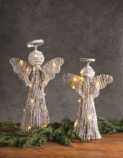 Mud Pie Light-Up Rattan Angel