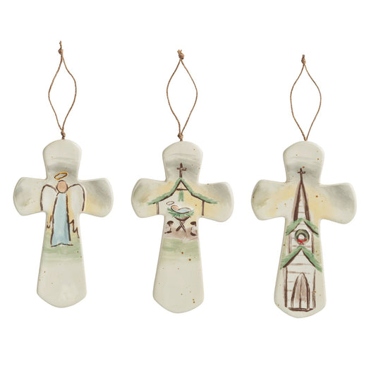 Mud Pie Ceramic Nativity Crosses
