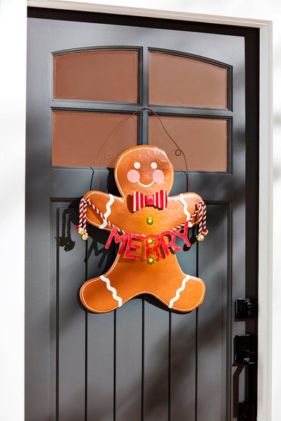 Mud Pie Gingerbread Man Light-Up Door Hanger