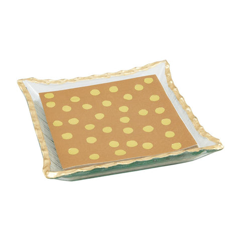 Mud Pie Glass Gold Edge Napkin Caddy Set