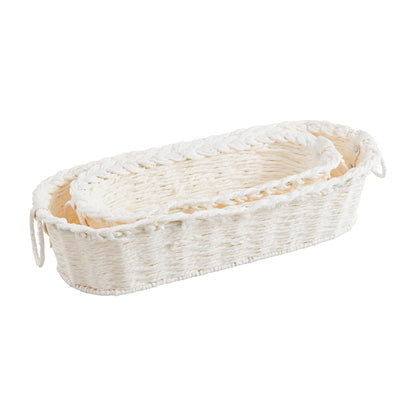Mud Pie White Ring Handle Bread Basket Set
