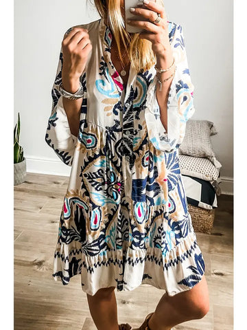 Boho Printed Bethany Mini Dress