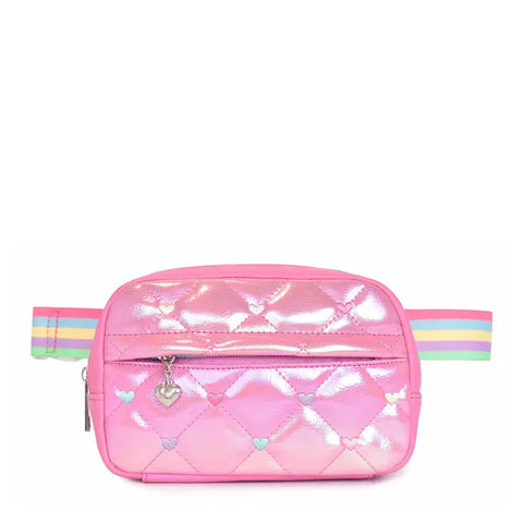 Metallic Quilted Hearts Fanny Pack