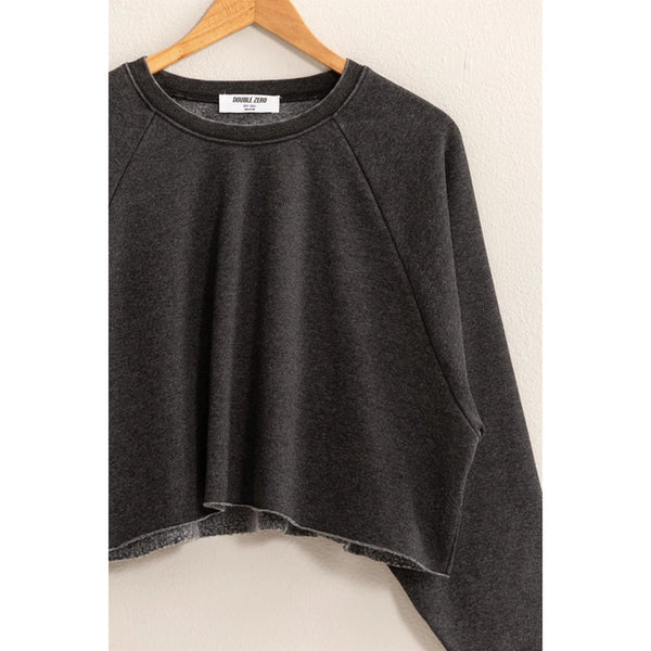 Black Raw Hem Cropped Belle Sweater