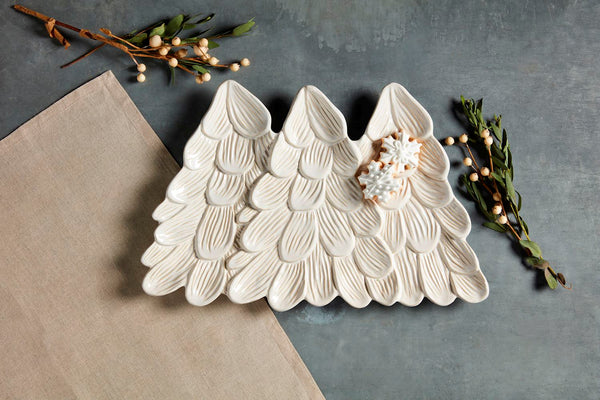 Mud Pie White Christmas Tree Platter