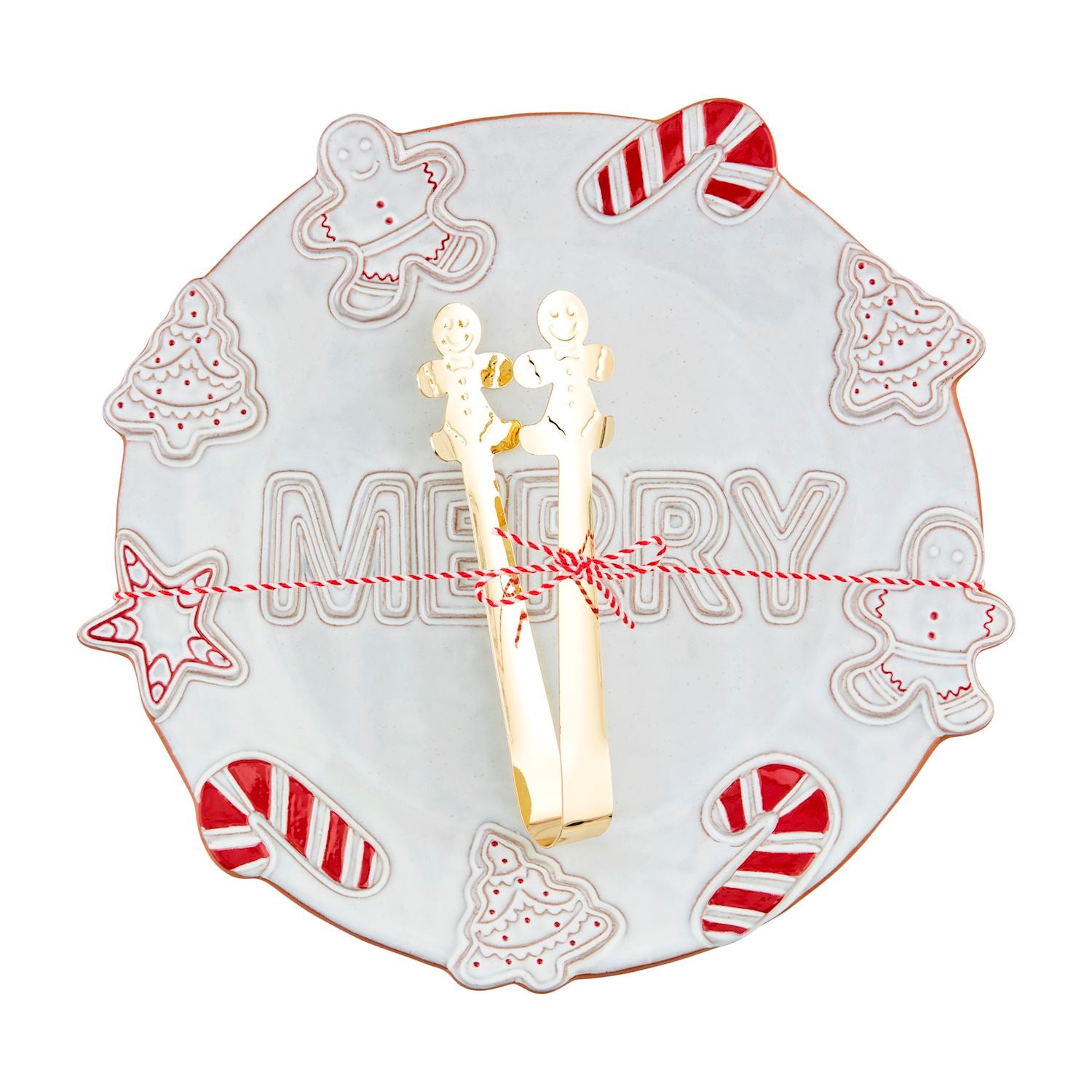 Mud Pie Merry Cookie Platter & Tong Set