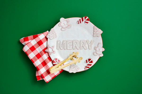 Mud Pie Merry Cookie Platter & Tong Set