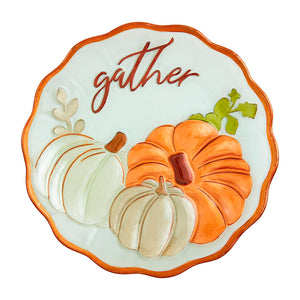 Mud Pie Gather Pumpkin Glass Platter