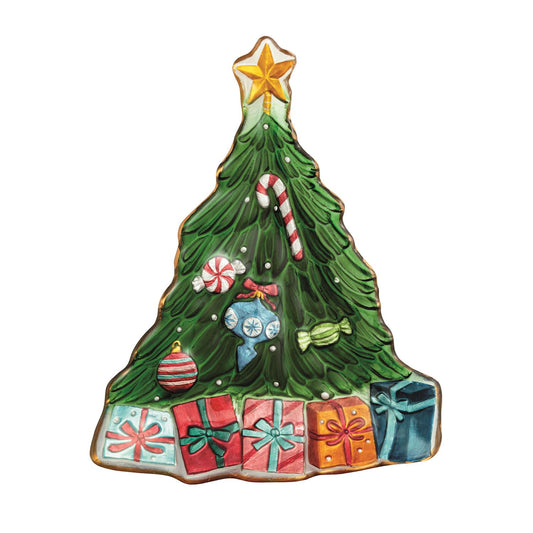 Mud Pie Christmas Tree Glass Platter