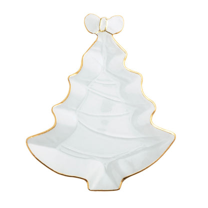 Mud Pie Bow Christmas Tree Glass Platter