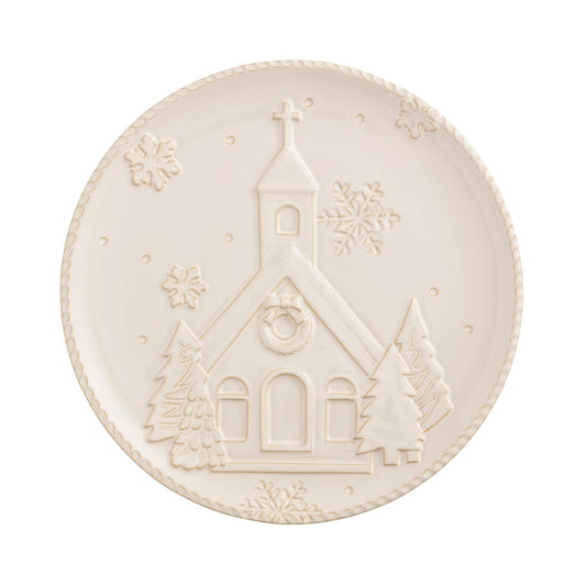 Mud Pie White Christmas Church Plate