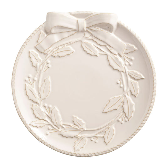 Mud Pie White Wreath Platter Set