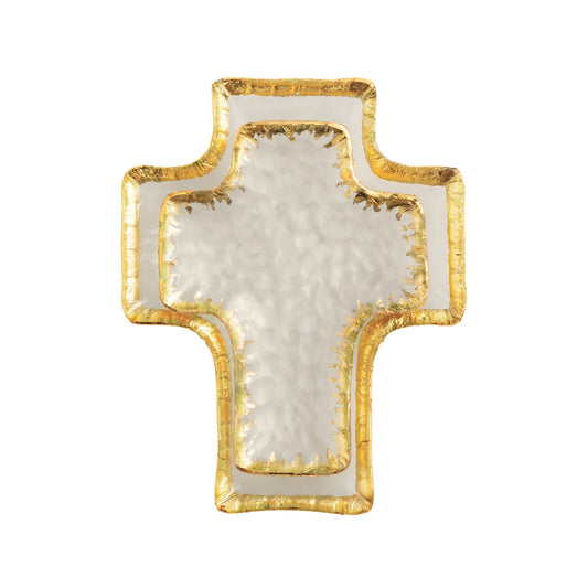 Mud Pie Gold Edge Cross Tidbit Tray Set