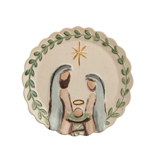 Mud Pie Scallop Edge Nativity Platter