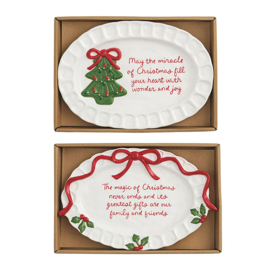 Mud Pie Whimsical Christmas Sentiment Plates