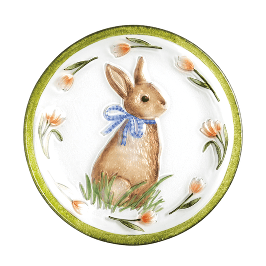 Mud Pie Bunny Glass Platter
