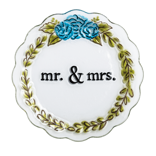 Mud Pie Mr. & Mrs. Glass Ruffle Platter