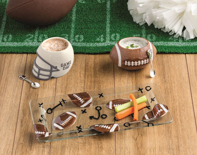 Mud Pie Football Glass Tray