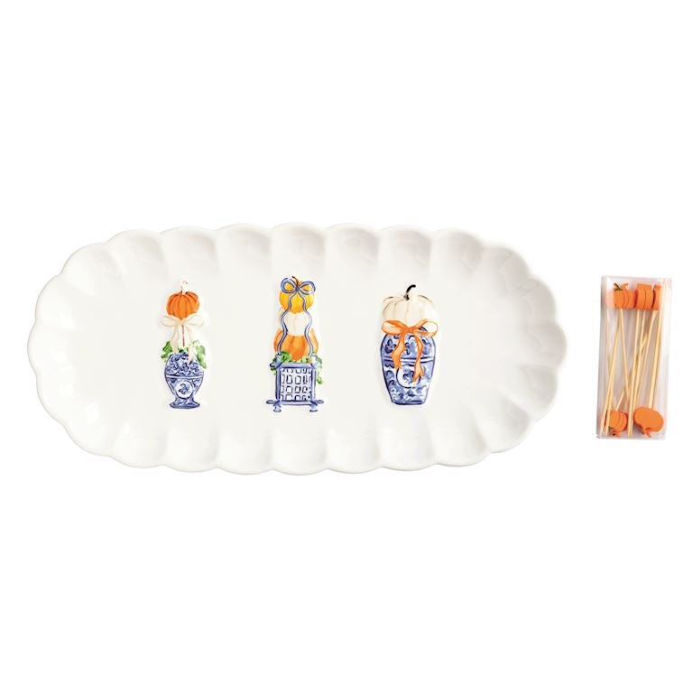 Mud Pie Pumpkin Topiary Hostess Set