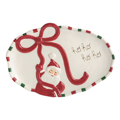 Mud Pie Hanging Bow Santa Platter