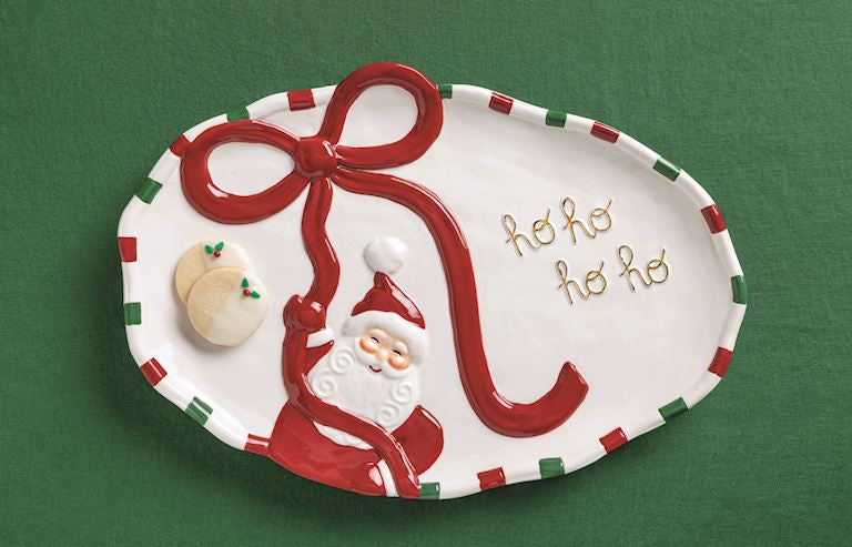 Mud Pie Hanging Bow Santa Platter