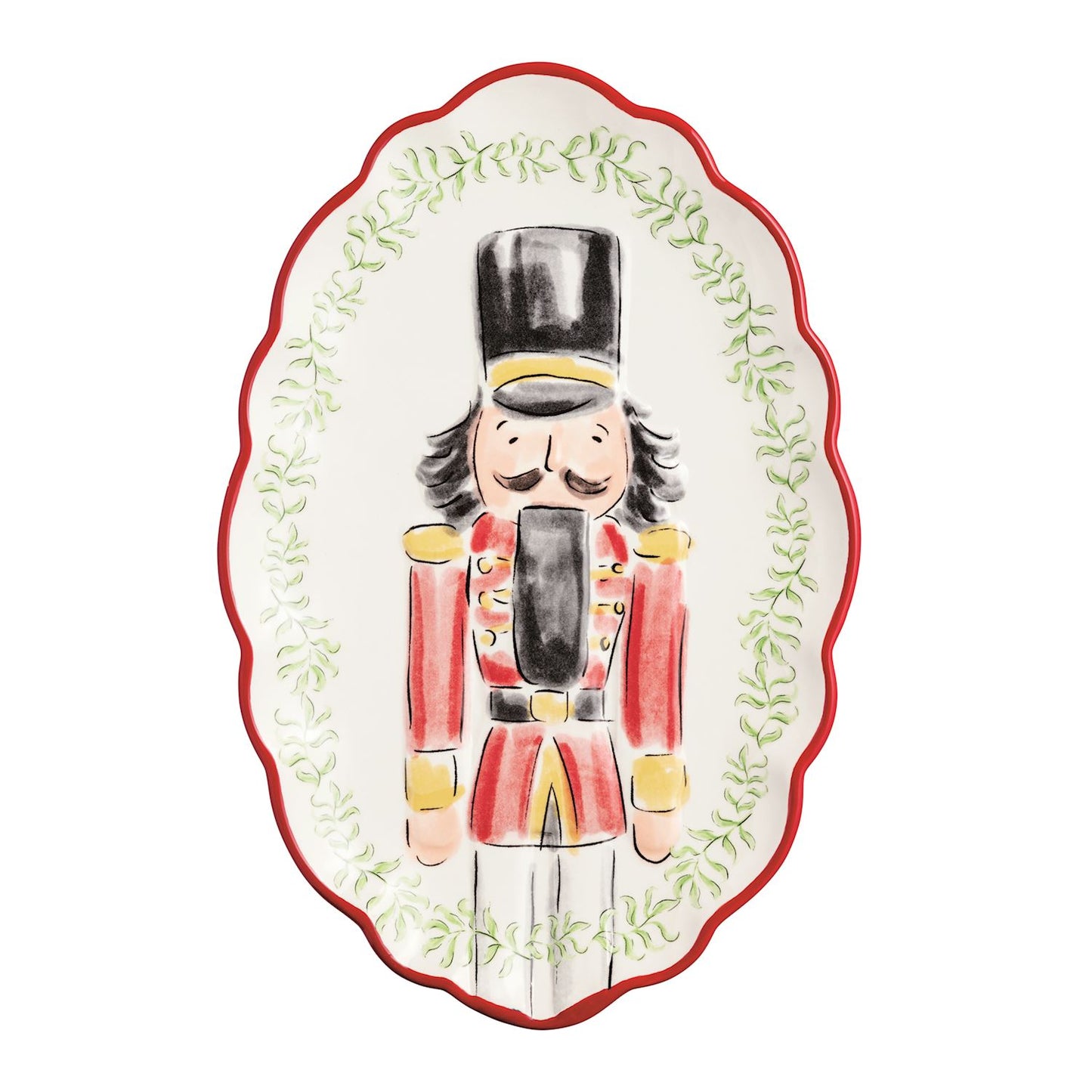 Mud Pie Red Edge Nutcracker Platter
