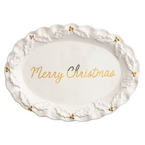 Mud Pie Gold Holly Platter