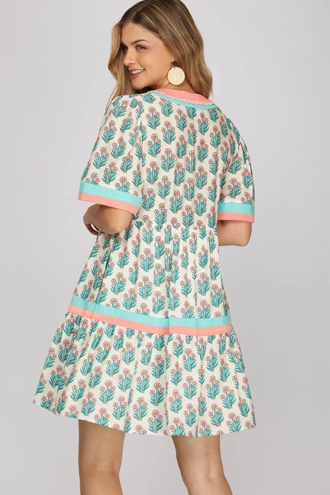 Coastal Bloom Ruffle Dress