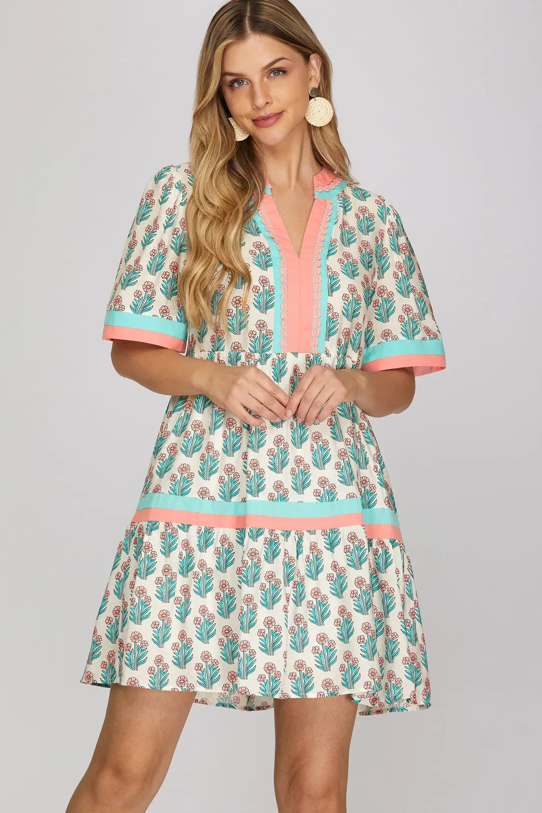 Coastal Bloom Ruffle Dress