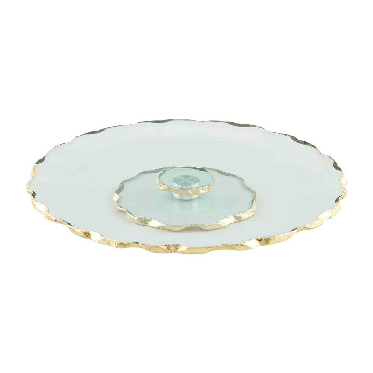 Mud Pie Gold Edge Glass Lazy Susan