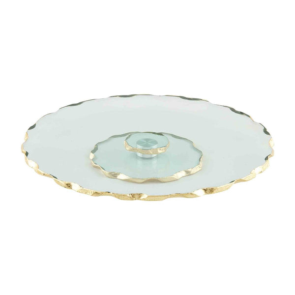 Mud Pie Gold Edge Glass Lazy Susan