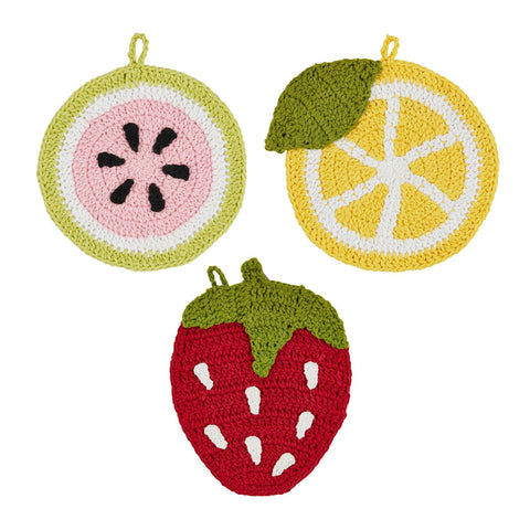 Mud Pie Fruit Crochet Trivets