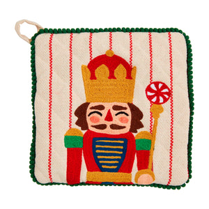 Mud Pie Nutcracker & Tree Embroidered Pot Holders