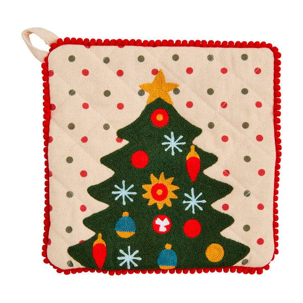 Mud Pie Nutcracker & Tree Embroidered Pot Holders