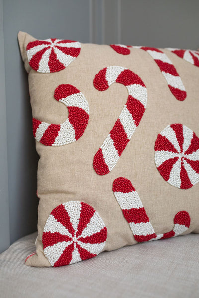 Mud Pie Beaded Christmas Pillow