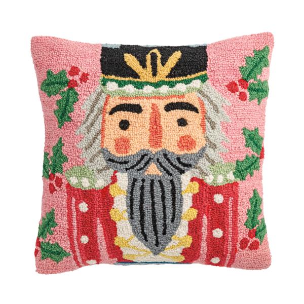 Mud Pie Nutcracker Hooked Wool Pillows