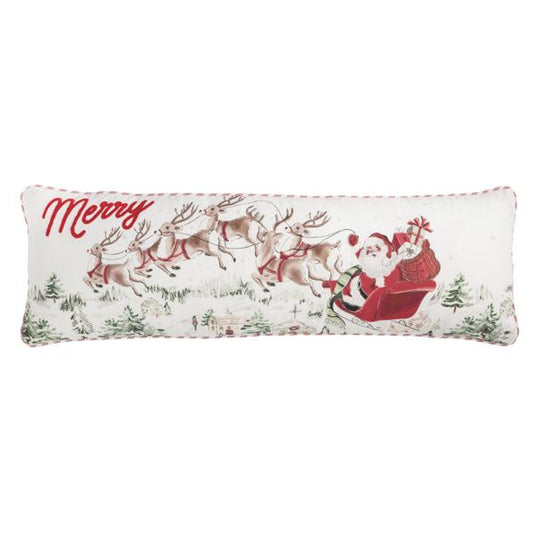 Mud Pie Santa Scene Christmas Pillow