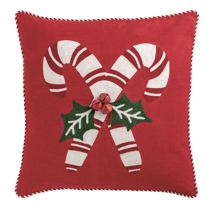 Mud Pie Whimsy Christmas Embroidered Pillow