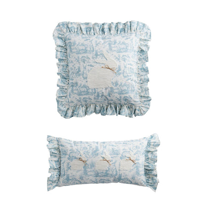 Mud Pie Blue Toile Bunny Pillow
