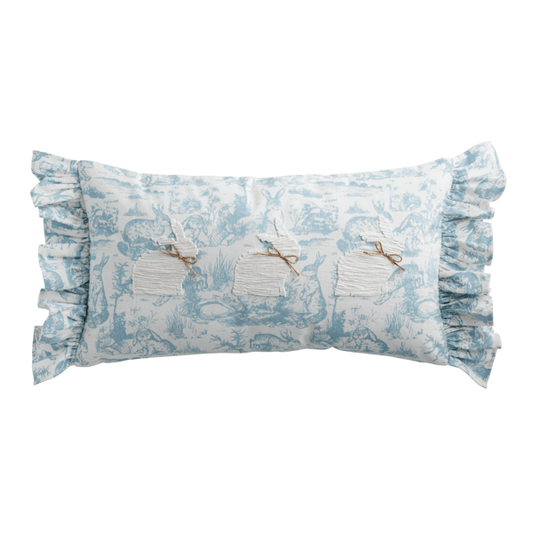 Mud Pie Blue Toile Bunny Pillow