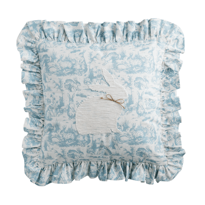 Mud Pie Blue Toile Bunny Pillow