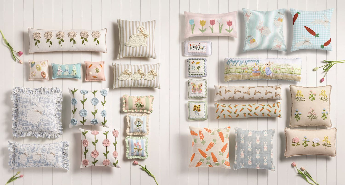 Mud Pie Blue Toile Bunny Pillow