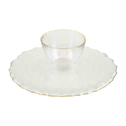 Mud Pie Gold Edge Glass Reversible Chip & Dip Set