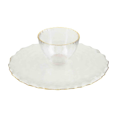 Mud Pie Gold Edge Glass Reversible Chip & Dip Set