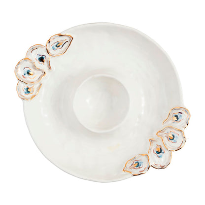 Mud Pie Round Oyster Chip & Dip Server