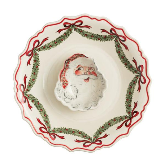 Mud Pie Classic Santa Chip & Dip Bowl