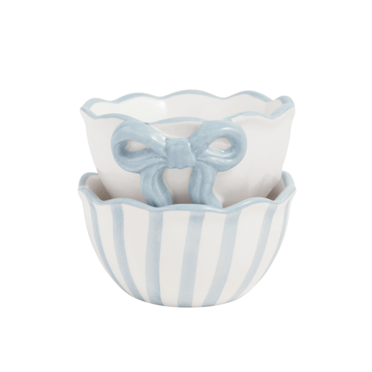 Mud Pie Stripe & Blue Bow Ramekins